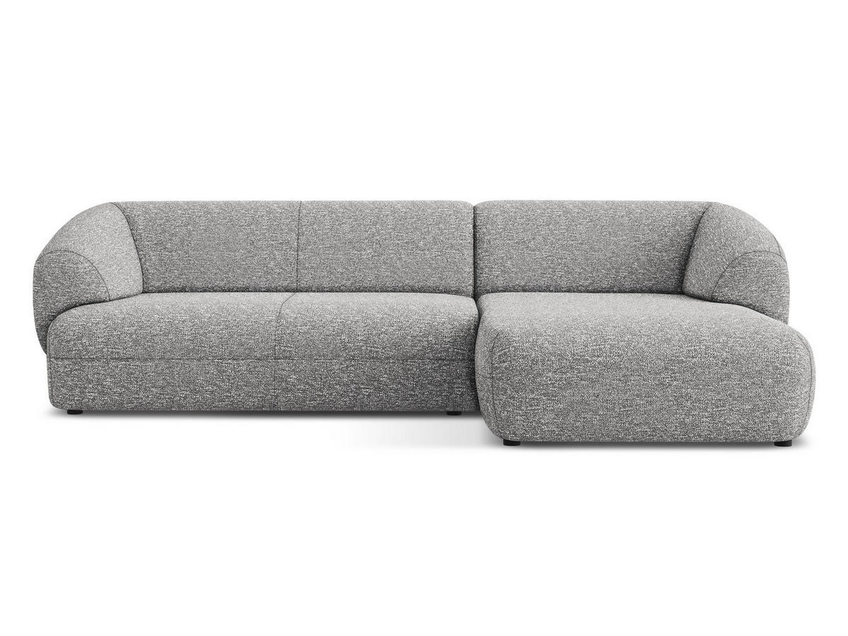 ECKSOFA rechts Strukturstoff Stoff Grau - Hellgrau/Schwarz, Kunststoff/Textil (280/156cm) - Makamii