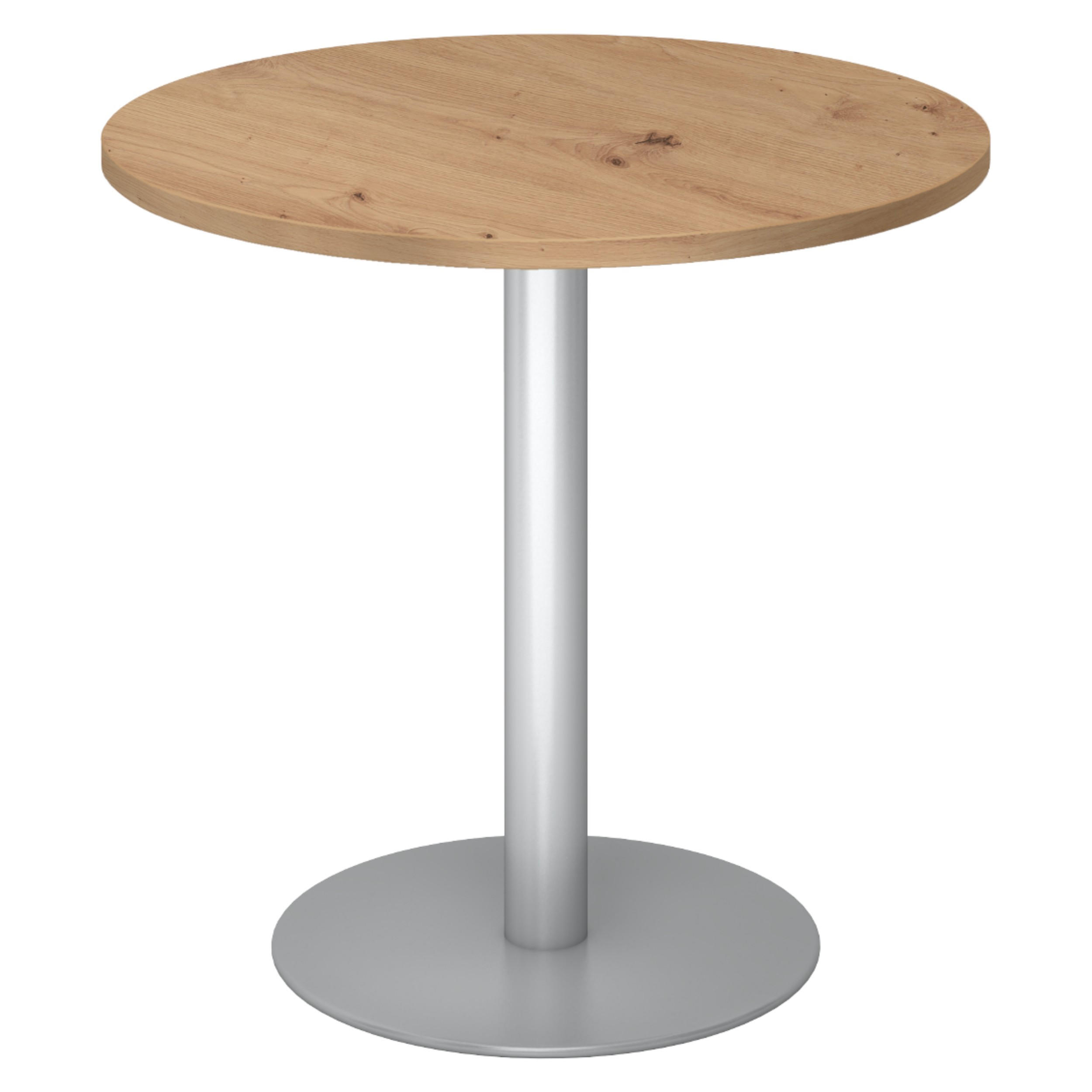 PAUSENTISCH klein STF 80/80/74,5 cm in Wildeiche/Silberfarben - Wildeiche/Silberfarben, Holzwerkstoff (80/80/74.5cm) - bümö