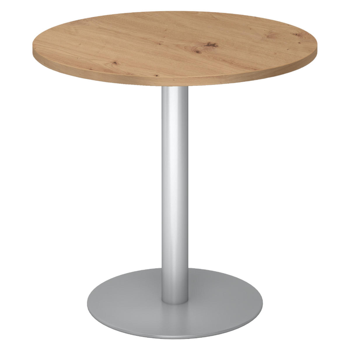 PAUSENTISCH klein STF 80/80/74,5 cm in Wildeiche/Silberfarben - Wildeiche/Silberfarben, Holzwerkstoff (80/80/74.5cm) - bümö