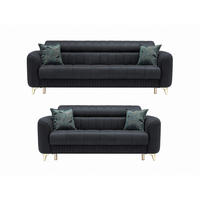 SITZGARNITUR Salta, Schwarz Stellvariante 3+2 - Schwarz, Holzwerkstoff/Kunststoff (220/87/90cm)