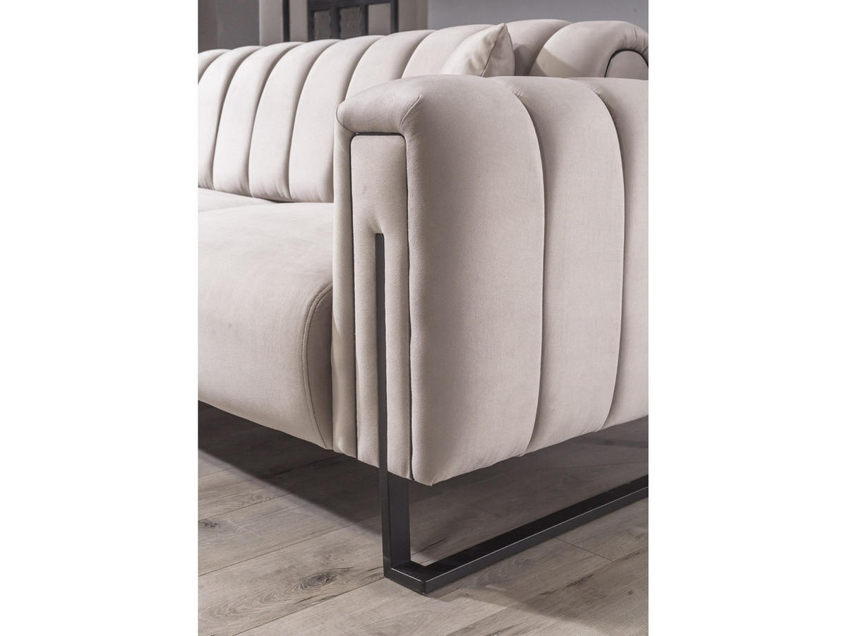 SOFA Bianca 2-Sitzer Samt Creme - Beige, Holz/Textil (195/78/94cm) - Villa Möbel