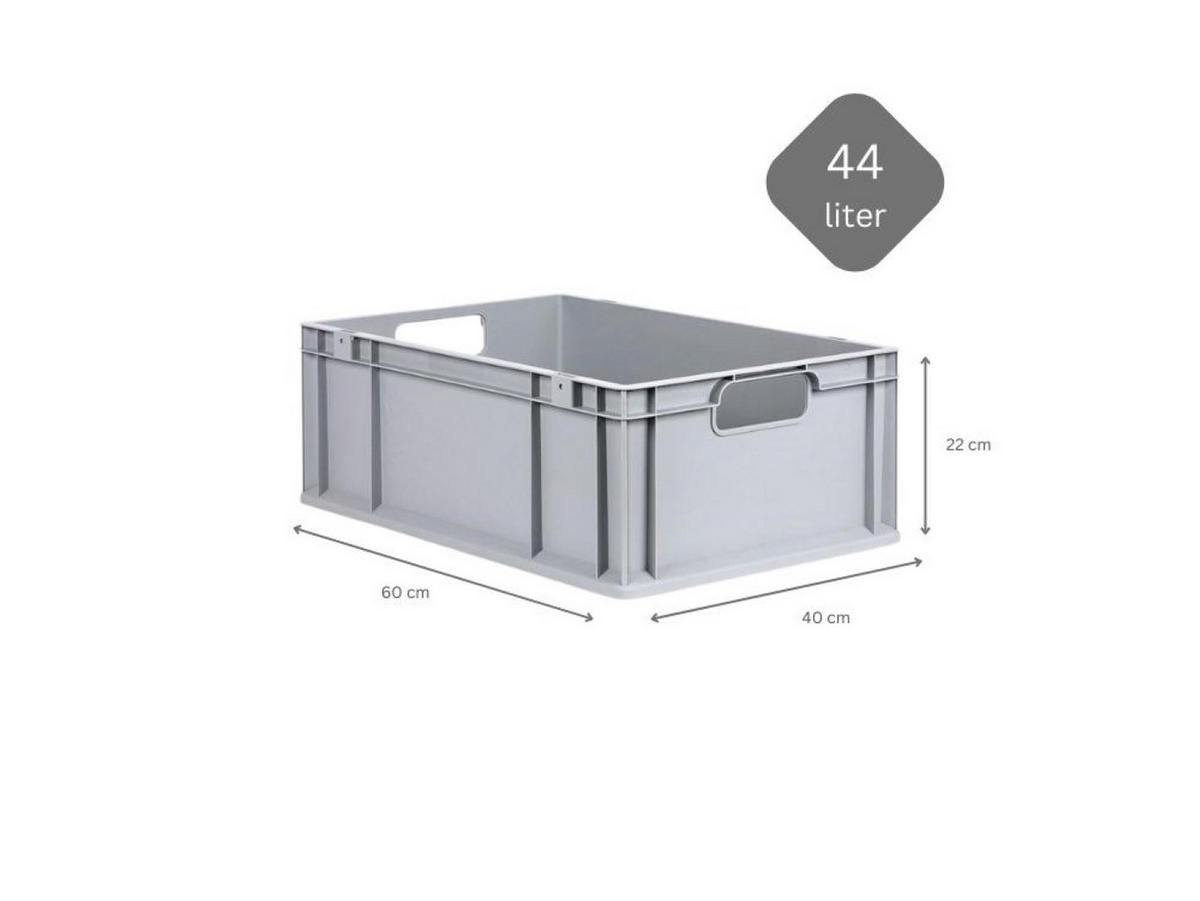 EUROBOX 4x Nextgen Economy Griffe Offen 22x40x60cm 44 Liter - Grau, Kunststoff (40/22/60cm) - PROREGAL