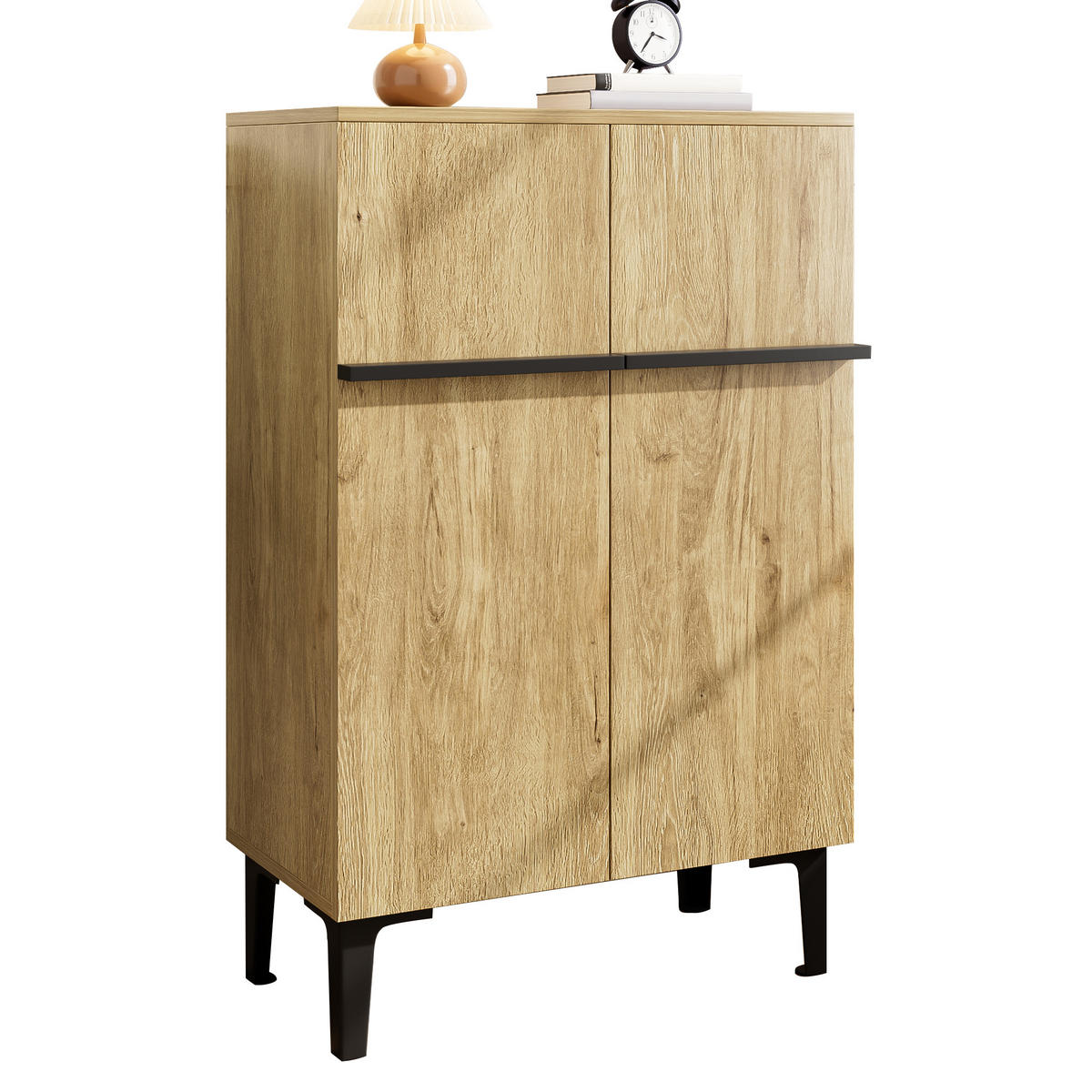 SCHUHSCHRANK 95x60x34.5 2 Türen Stauraum Verstellbare Böden - Schwarz, Holzwerkstoff (34.5/95/60cm) - FLIEKS