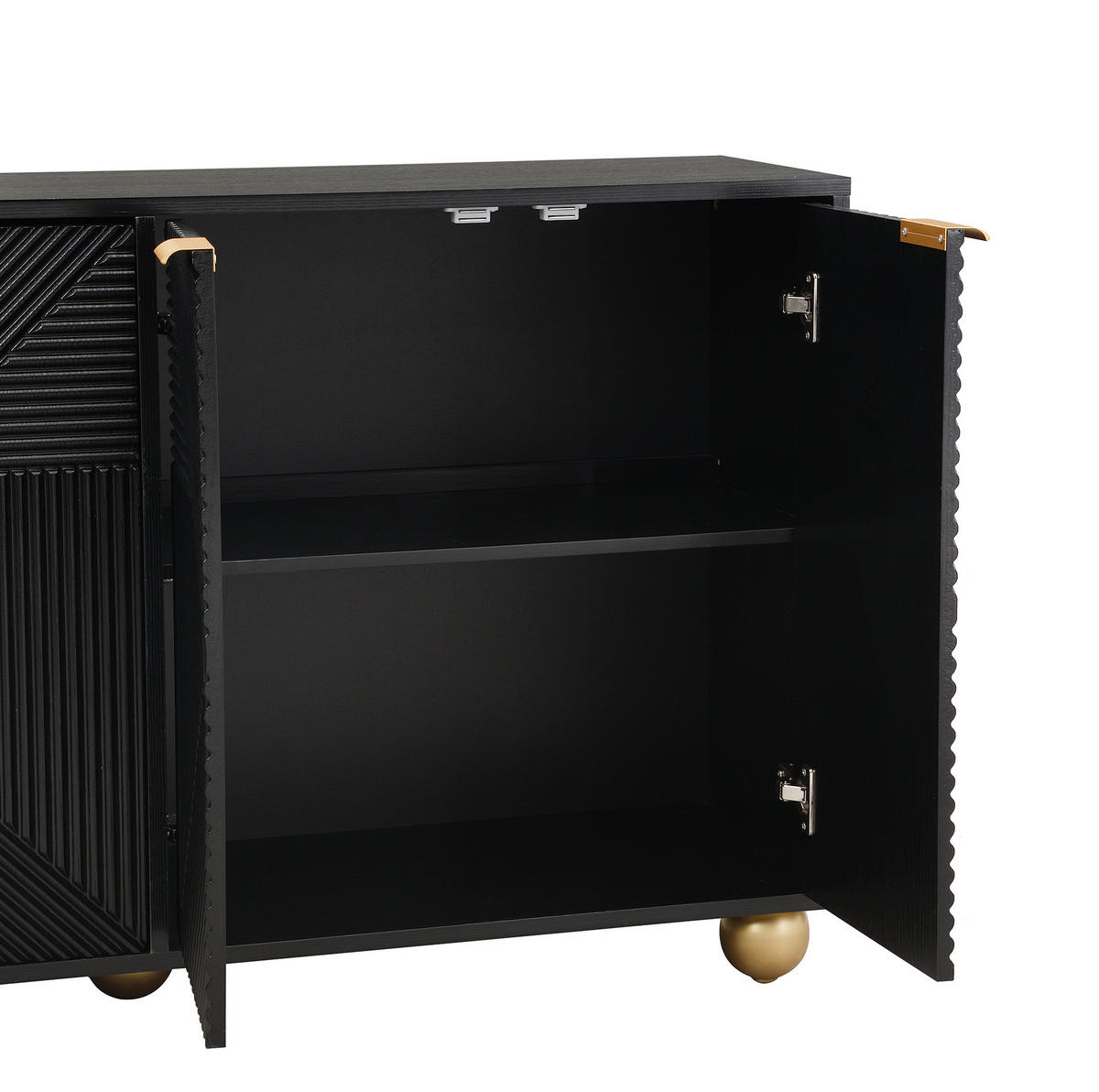 SIDEBOARD 120/35/71,5 cm in Schwarz mit 4 Türen und verstellbaren Innenböden - Schwarz, Holzwerkstoff (120/71.5/35cm) - Flora Grace