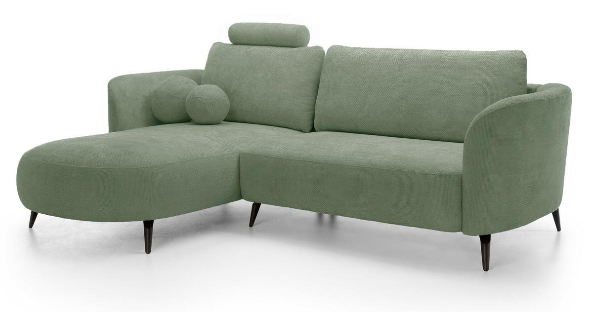 ECKSOFA auf Füßen Kendra 260 cm mit Schlaffunktion, Links, Grün - Grün, Holz (260/180cm) - Emporius