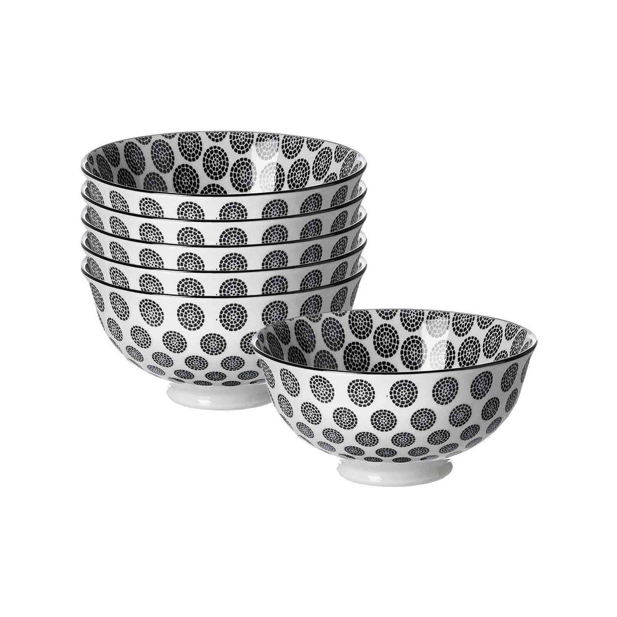 SERVIERSCHALEN Takeo Circles schwarz-weiß ø 12 cm 6er Set - Schwarz/Weiß, Keramik (12/6/12cm) - Ritzenhoff Breker