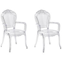 ESSZIMMERSTUHL 2er-Set Kunststoff Transparent Vermont - Transparent, Kunststoff (52/98/53cm) - Beliani