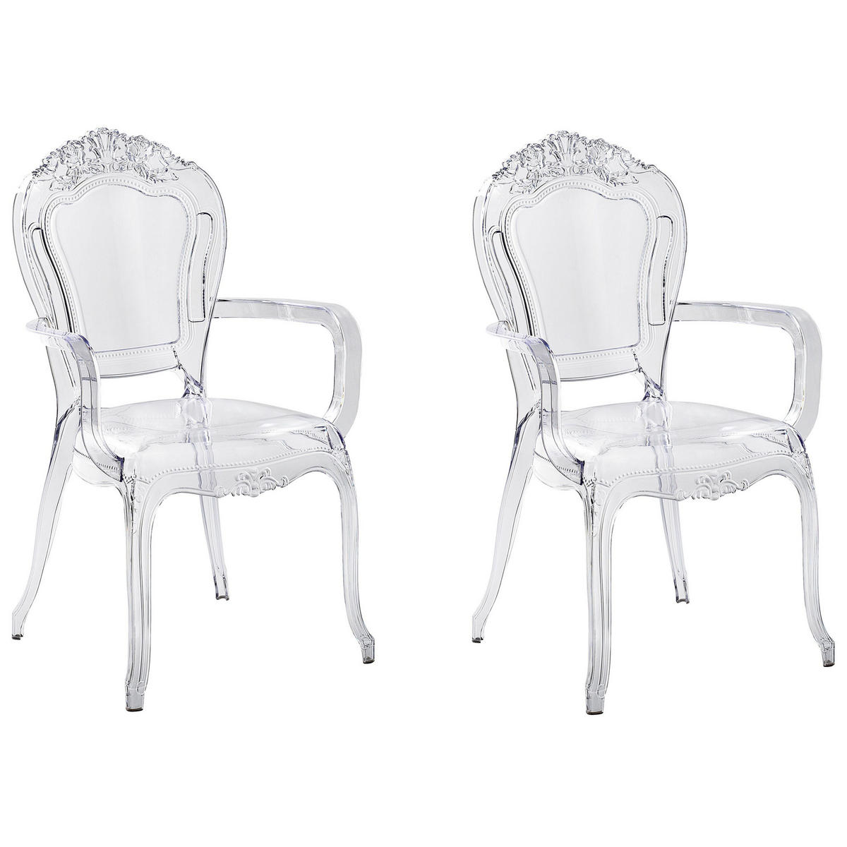ESSZIMMERSTUHL 2er-Set Kunststoff Transparent Vermont - Transparent, Kunststoff (52/98/53cm) - Beliani