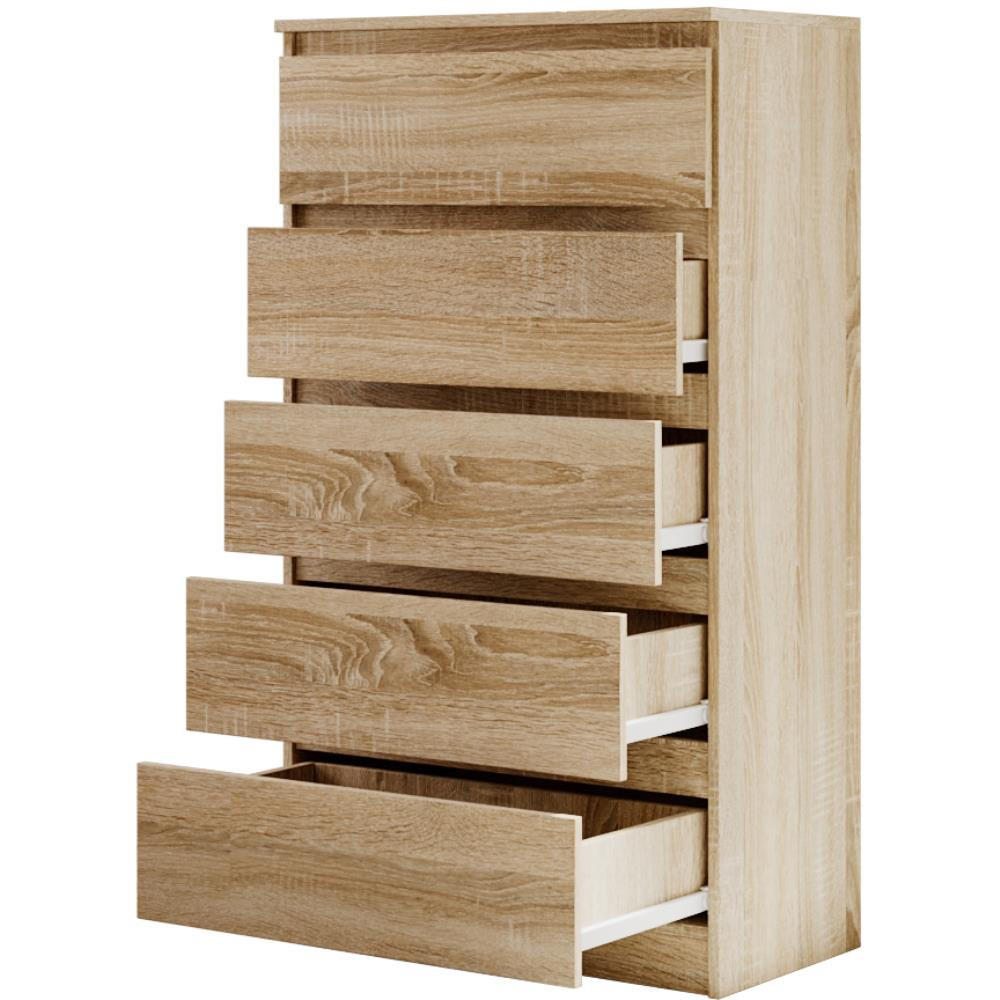 Thumbnail - Beautysofa Kommode, Sonoma Eiche, Holzwerkstoff, 5 Schubladen, 70x124.5x39 cm, Wohnzimmer, Kommoden & Sideboards, Kommod...
