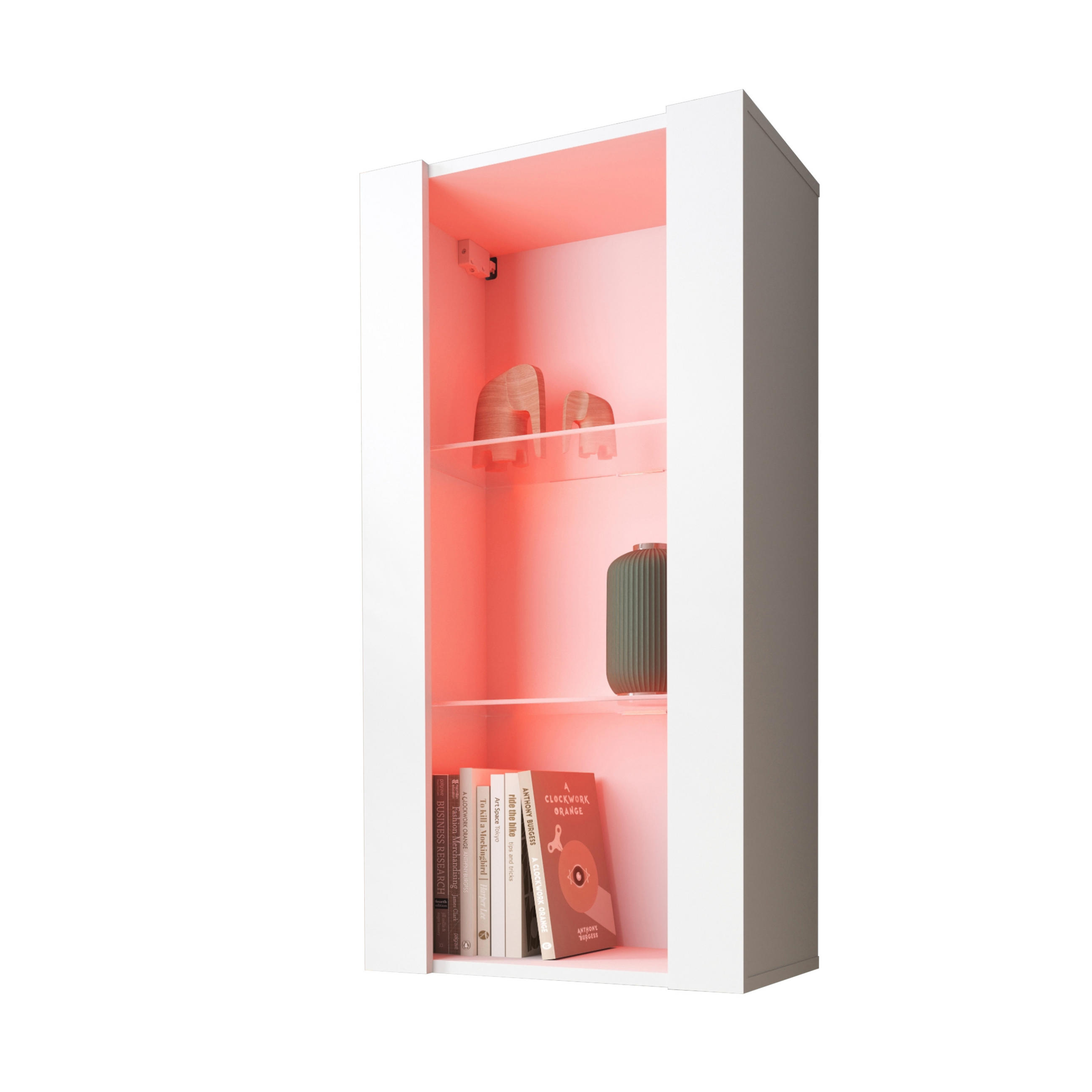 HÄNGEVITRINE TIVOLI Vertical 100, Weiss, LED Mehrfarbige - Weiß, Glas/Holzwerkstoff (50/100/29.5cm) - Komodee