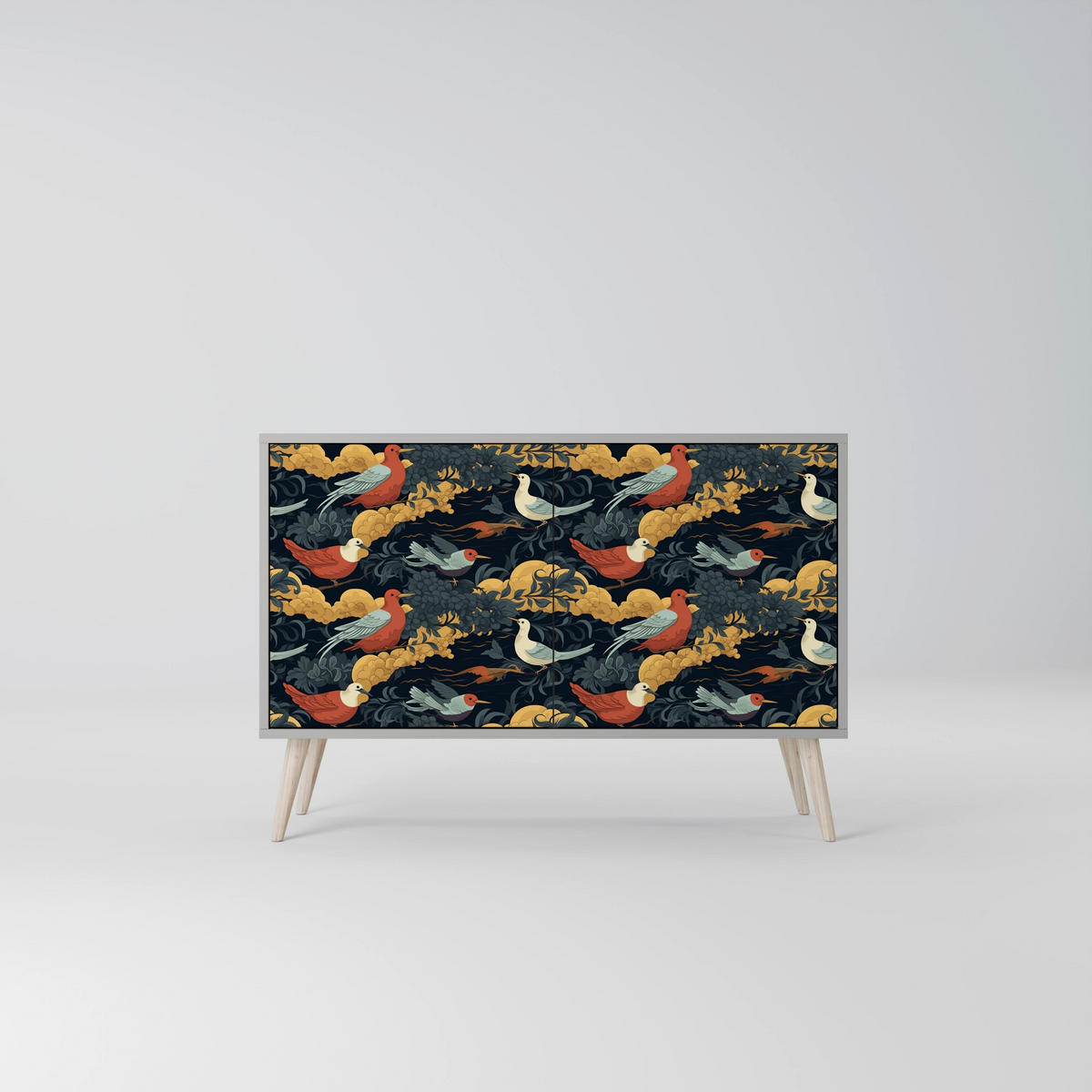 SIDEBOARD FOWLY DAZE, Eicheneffekt, 111x42x77,5 cm, 2 Türen - Eichefarben/Buchefarben, Holzwerkstoff/Buchenholz (111/77.5/42cm) - SpaceRebels