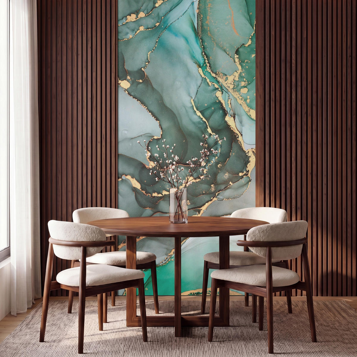 TAPETE - Gold - Marmor - Grün - Luxus - Marmoroptik - Grau - 140x300 cm - Grün, Papier (140/300cm) - OnlyWow