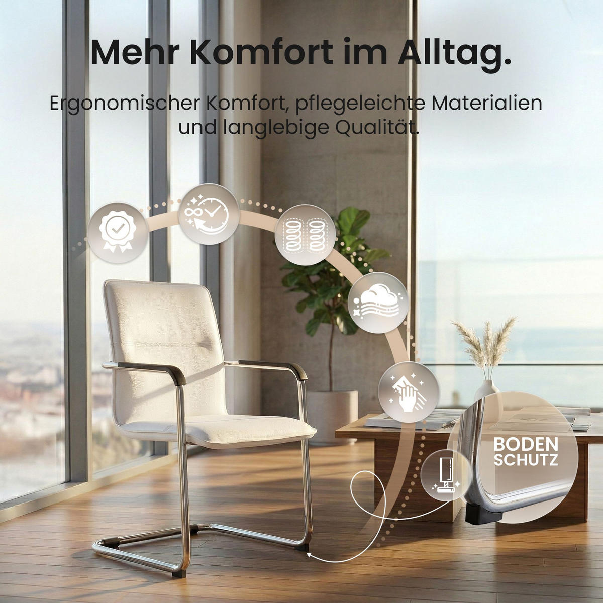 SCHWINGSTUHL Lederlook Weiß - Weiß, Textil/Metall (57/92/59cm) - CLP