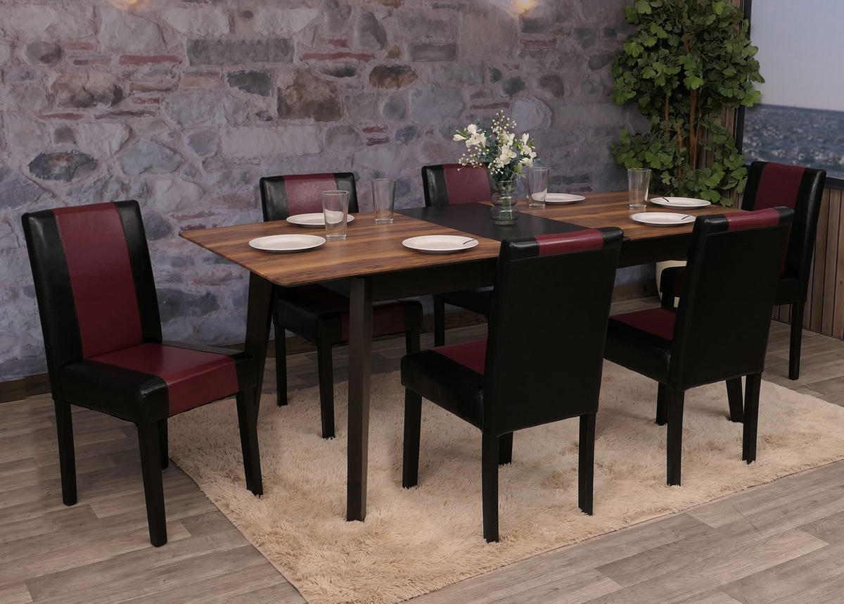 ESSZIMMERSTUHL Schwarz, Rot 6er-Set - Rot/Schwarz, Textil (43/90/56cm) - MCW