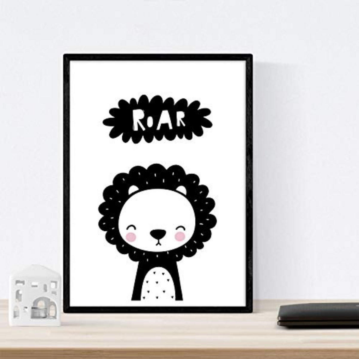 POSTER Set mit 4 „Seien Sie mutig“ Tiere A4 Rahmenlos - Klar, Papier (29.7/3cm) - Nacnic