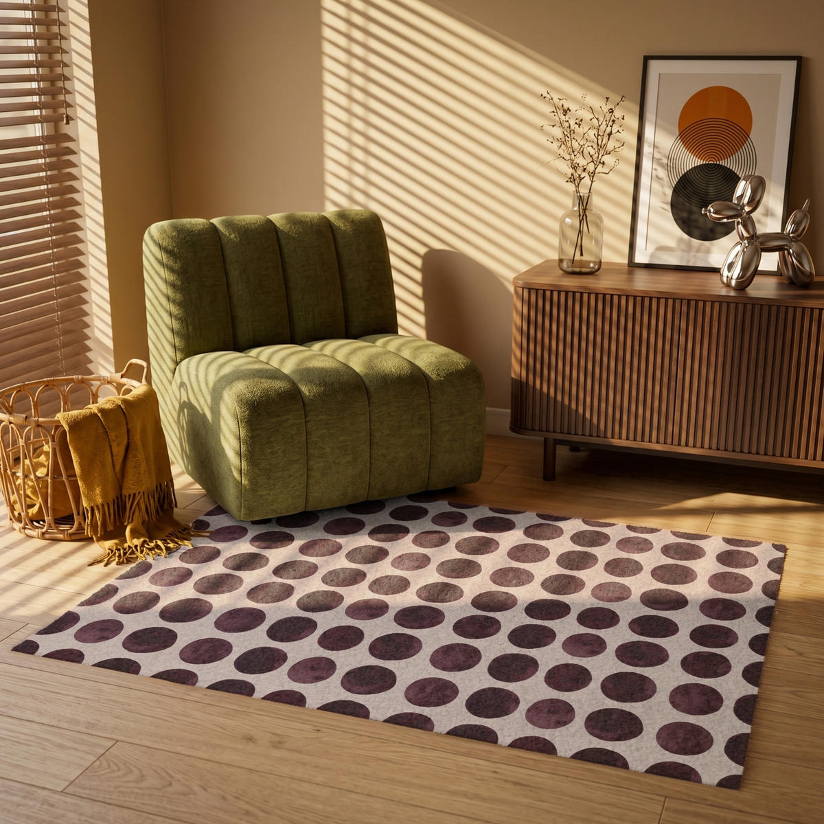 TEPPICH - Polka dots - Muster - Braun - 120x80 cm - Dunkelbraun, Kunststoff/Textil (120/0.4cm) - OnlyWow
