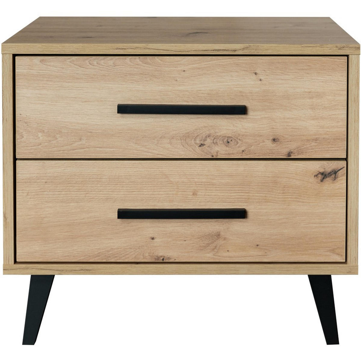 NACHTTISCH Kavo mit 2 Schubladen, eiche Sonoma - Schwarz/Sonoma Eiche, Holzwerkstoff (53.5/48/41cm) - Beautysofa