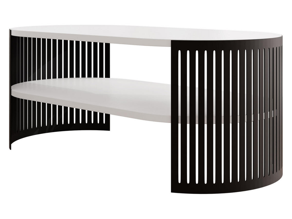 COUCHSITCH Fikoli Oval I - Schwarz/Weiß, Holzwerkstoff/Metall (100/50/40cm) - MIRJAN24