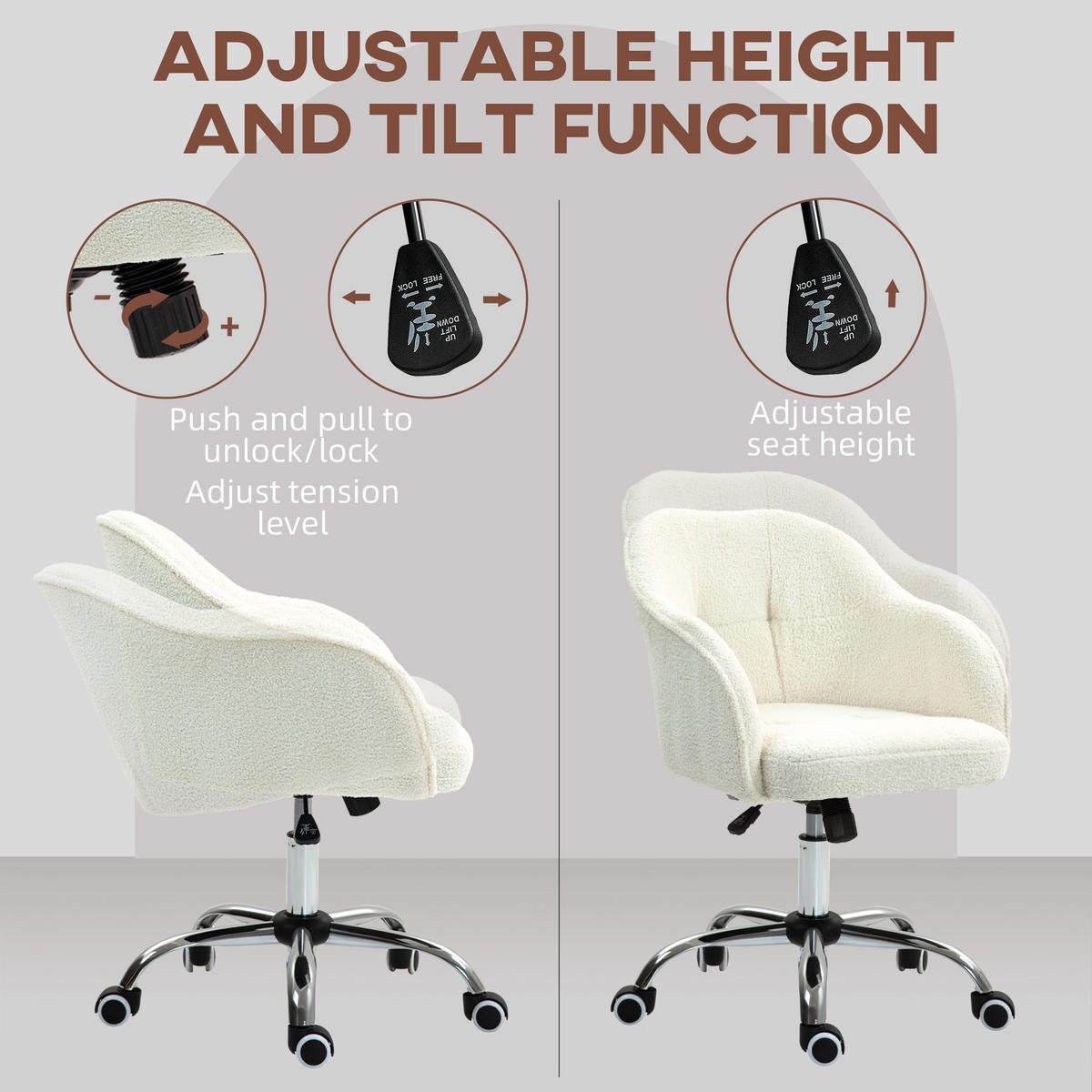 BÜROSTUHL Polyester Kunstleder Cremeweiß - Weiß, Kunststoff (61/86/56cm) - HOMCOM