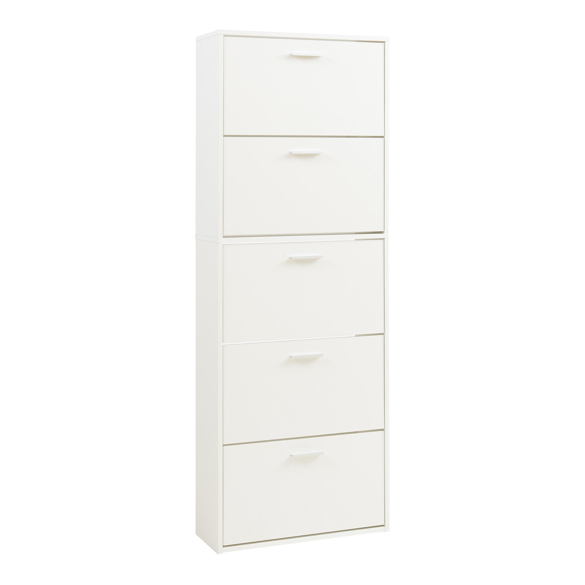 SCHUHSCHRANK Sykkylven - Weiß, Holzwerkstoff (60/169/24cm) - [en.casa]