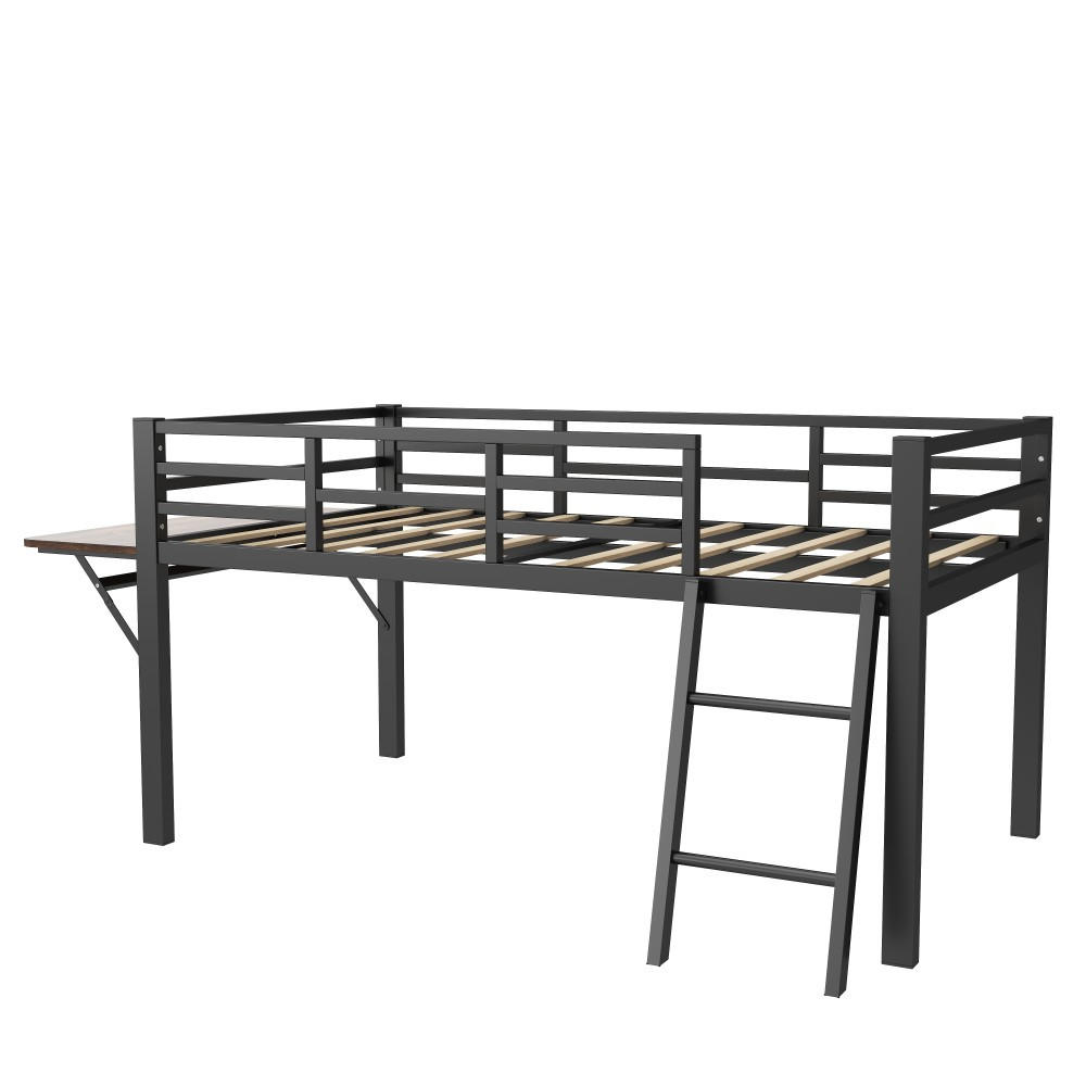 METALLBETT 90 x 200 cm in Schwarz mit LED-Lichtband - Schwarz, Metall (90/200cm) - KOMHTOM