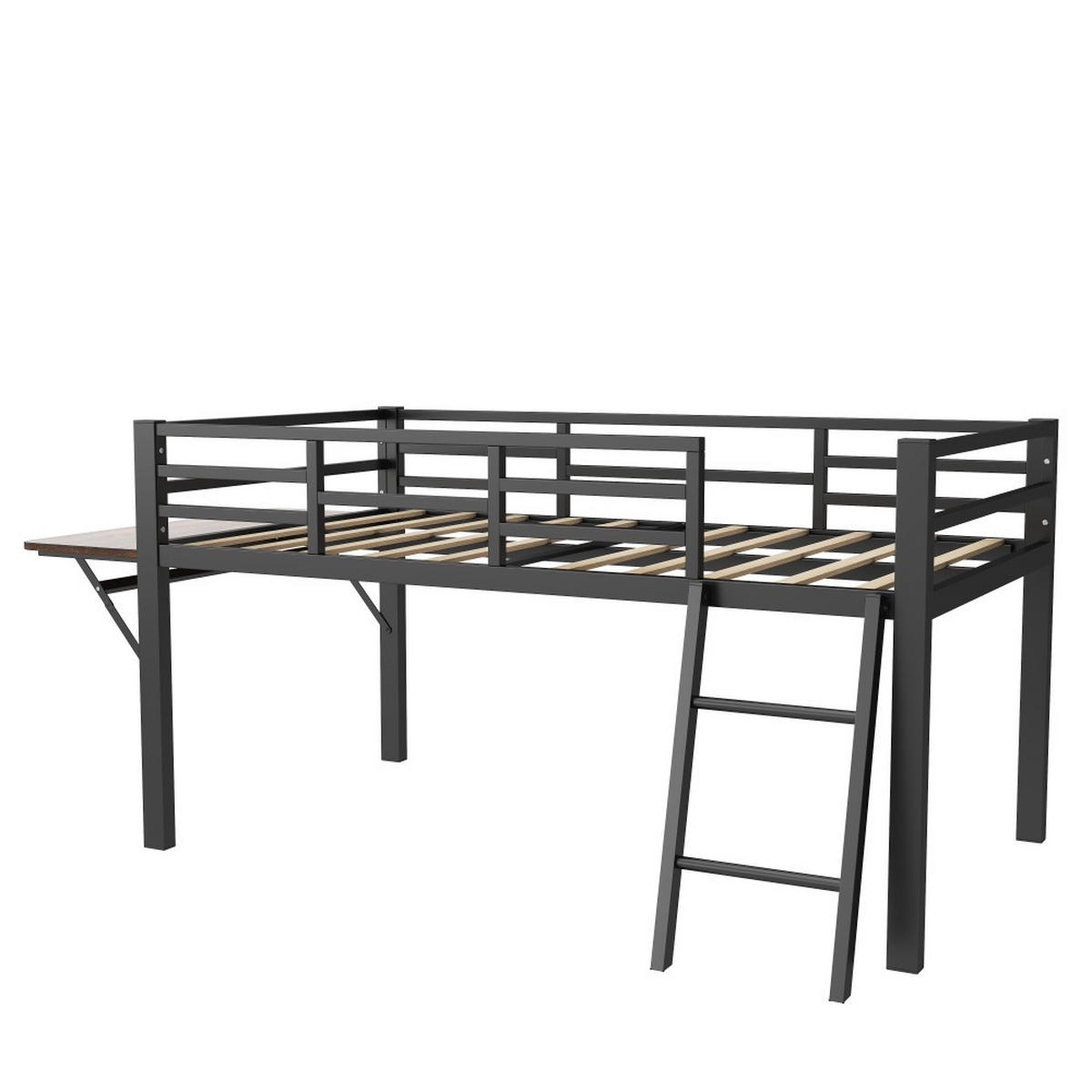 METALLBETT 90 x 200 cm in Schwarz mit LED-Lichtband - Schwarz, Metall (90/200cm) - KOMHTOM