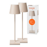LED Akku-Tischlampe, Nuindie 3.0 2er-Set, dünenbeige - Beige, Metall (38/10/38cm) - Sigor