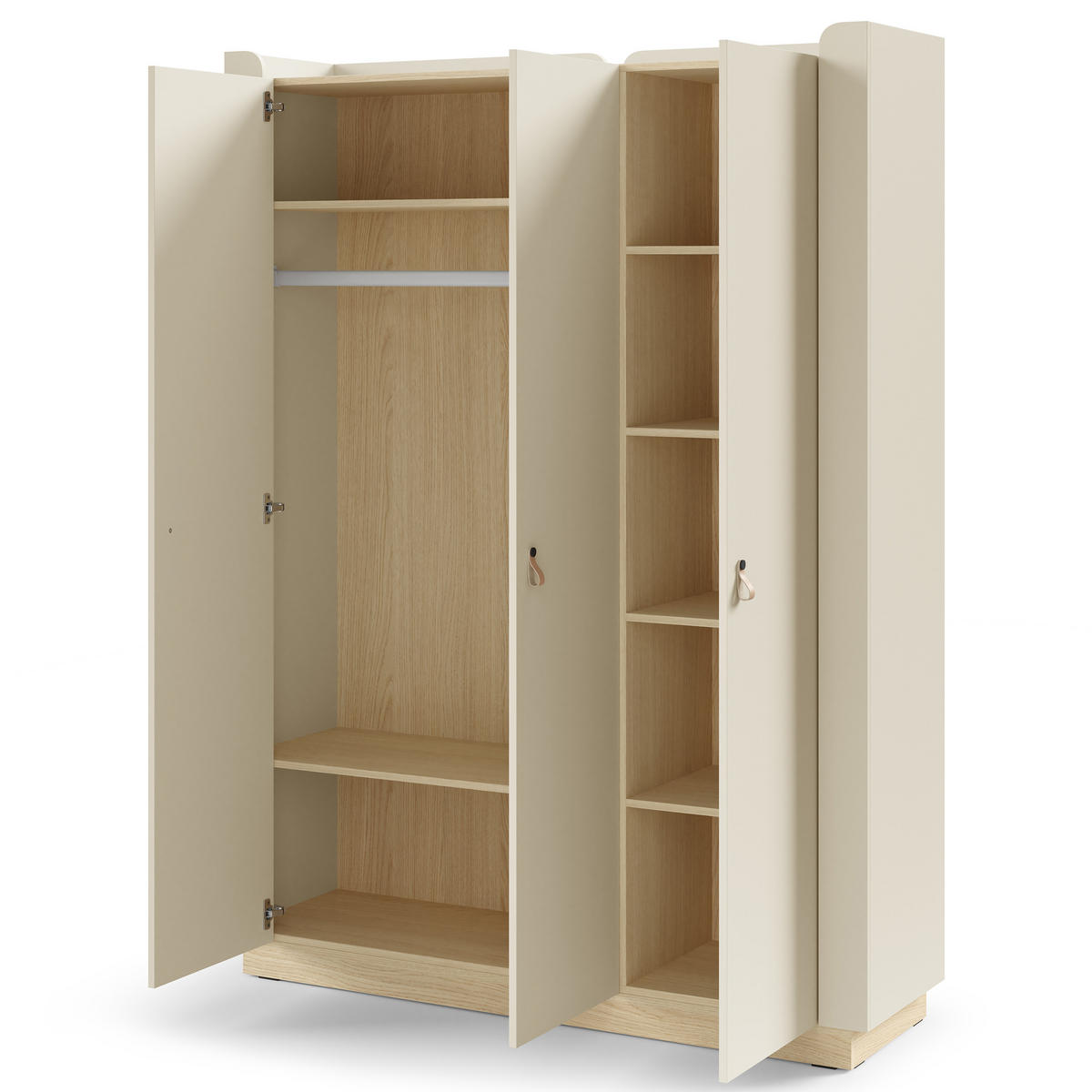 SKŘÍŇ S OTOČNÝMI DVEŘMI Sorella s otočnými dveřmi, 3 dveře, 150 cm, do studentského pokoje, macadamia + dub Mavelie - béžová/barva dubu, kov/kompozitní dřevo (150/201/52cm) - Beautysofa