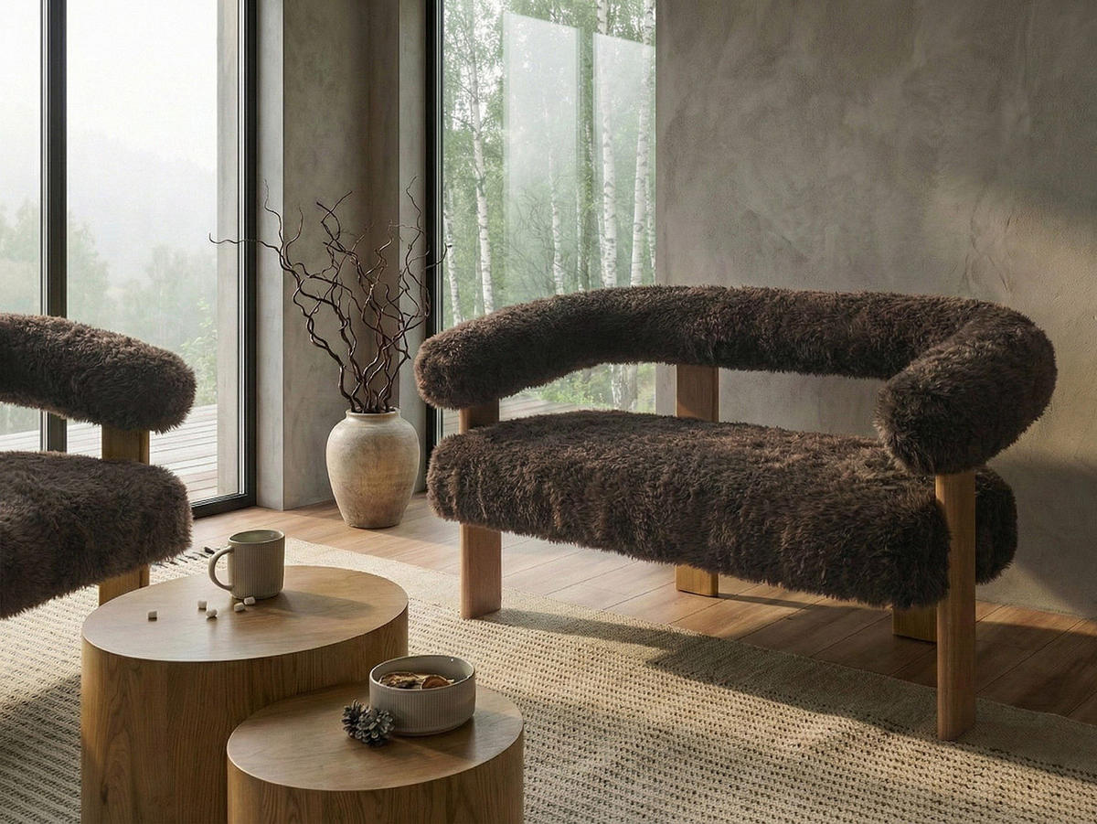 POHOVKA 2-místná Umělá kožešina Tmavě hnědá/Světle hnědá Ilbro - tmavě hnědá, textil (138/76/68cm) - Beliani