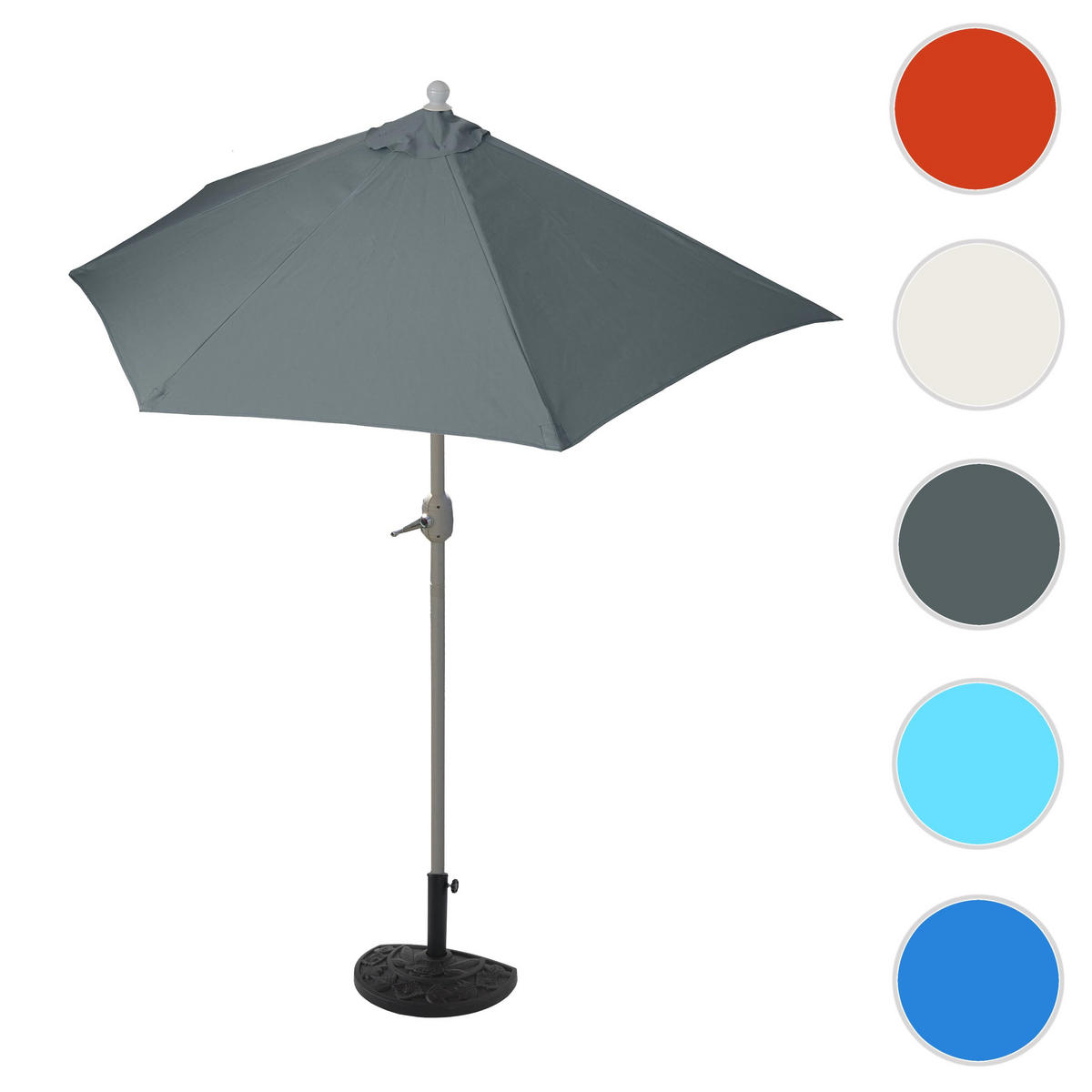 SONNENSCHIRM HALBRUND UV 50+ Anthrazit - Anthrazit, Textil (285/145cm) - MCW