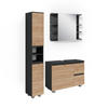 BADMÖBEL-SET J-Shape Grau 3 Teile, mit Hochschrank - Eichefarben/Grau, Holzwerkstoff (80/60/33cm) - Vicco