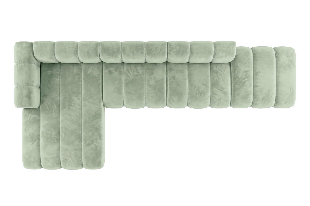 ECKSOFA Modulares In L-Form Mit Hocker, Velvet-Stoff Riviera, Mintz, Links, GRAND - Mintgrün, Holz (386/179cm) - Kaiser Möbel