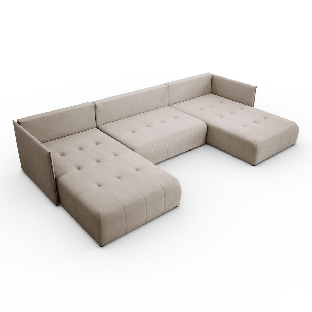 WOHNLANDSCHAFT APOLLO U mit Schlaffunktion und Bettzeugkasten - Beige, Textil (348/93/188cm) - Lookway