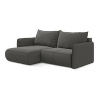 ECKSOFA mit Schlaffunktion Samt Stoff Grau - Dunkelgrau/Schwarz, Kunststoff/Textil (148/207cm) - Makamii