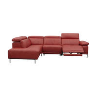 ECKSOFA Linus Echtleder mit 1 x Relaxfunktion Rot - Rot, Leder/Metall (220/262cm)
