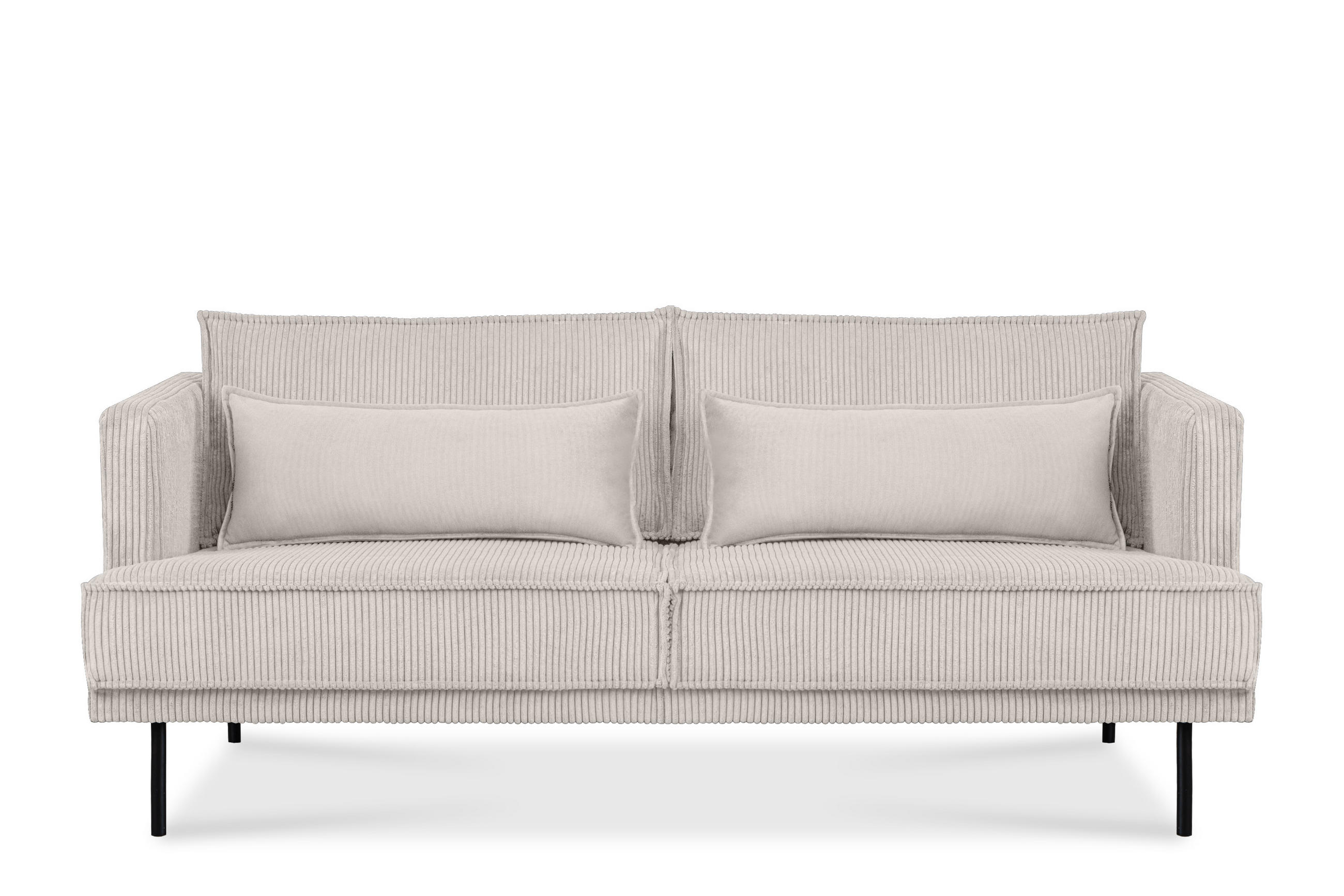 3-SITZER-SOFA GANZO 2 Kissen inklusive, Cord-Stoff, cremefarben - Creme/Schwarz, Textil/Metall (193/84/92cm) - KONSIMO®