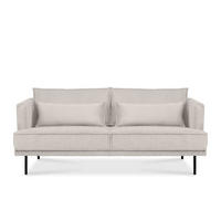 3-SITZER-SOFA GANZO 2 Kissen inklusive, Cord-Stoff, cremefarben - Creme/Schwarz, Textil/Metall (193/84/92cm) - KONSIMO®