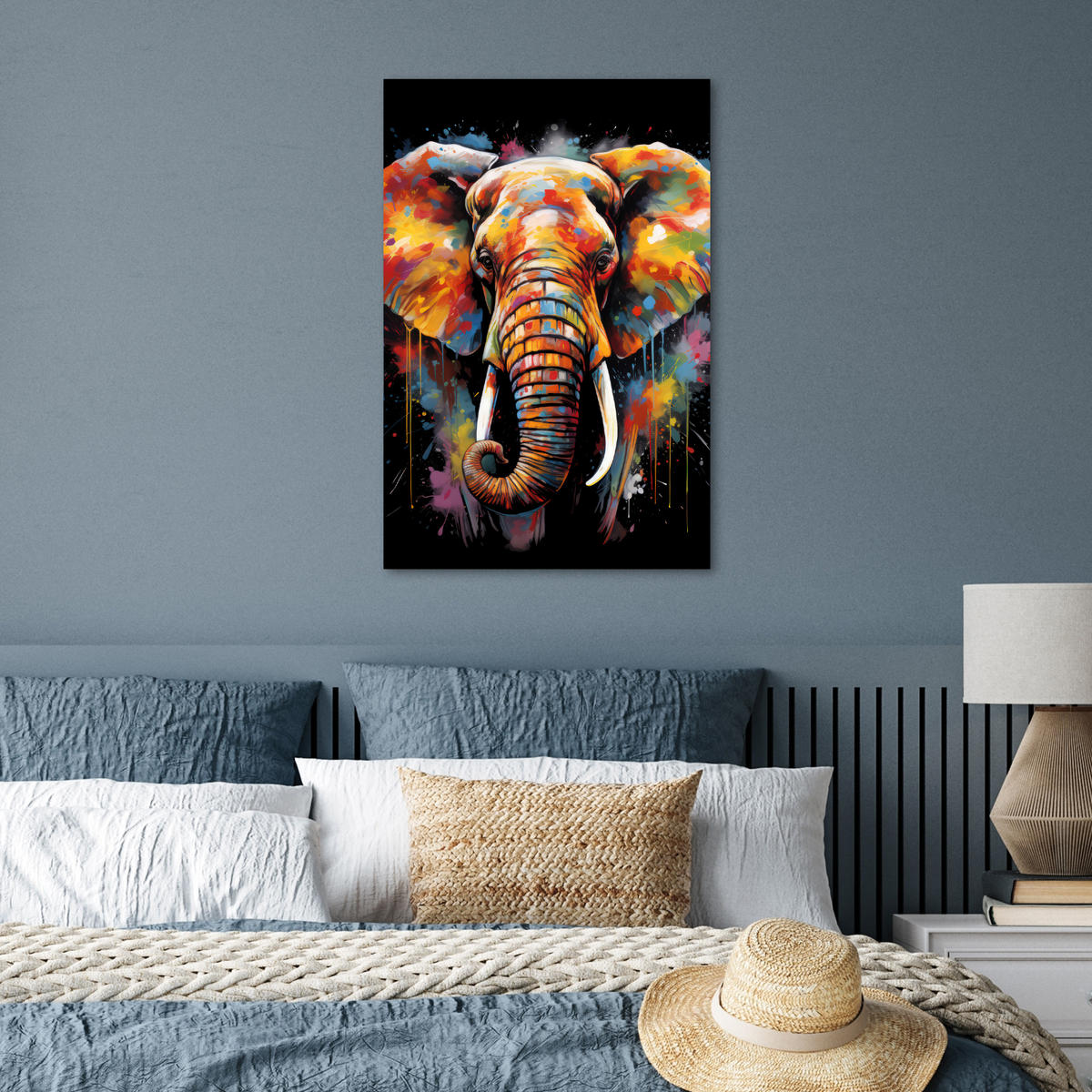 POSTER Elefant - Graffiti - Schwarz - Tiere - Farben 40x60 cm - Schwarz, Papier (40/60/0.1cm) - MuchoWow