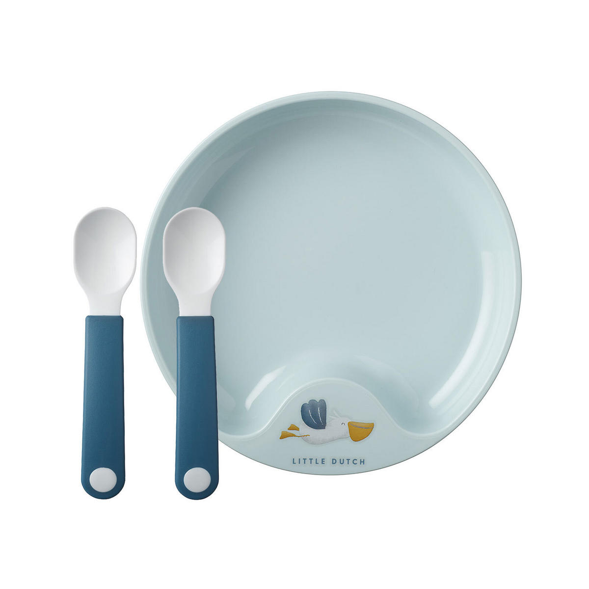 LERNTELLER MIT LERNLÖFFEL Mio Sailors Bay ø 17,6 cm - Hellblau, Kunststoff (17.6/3.5/17.6cm) - Mepal