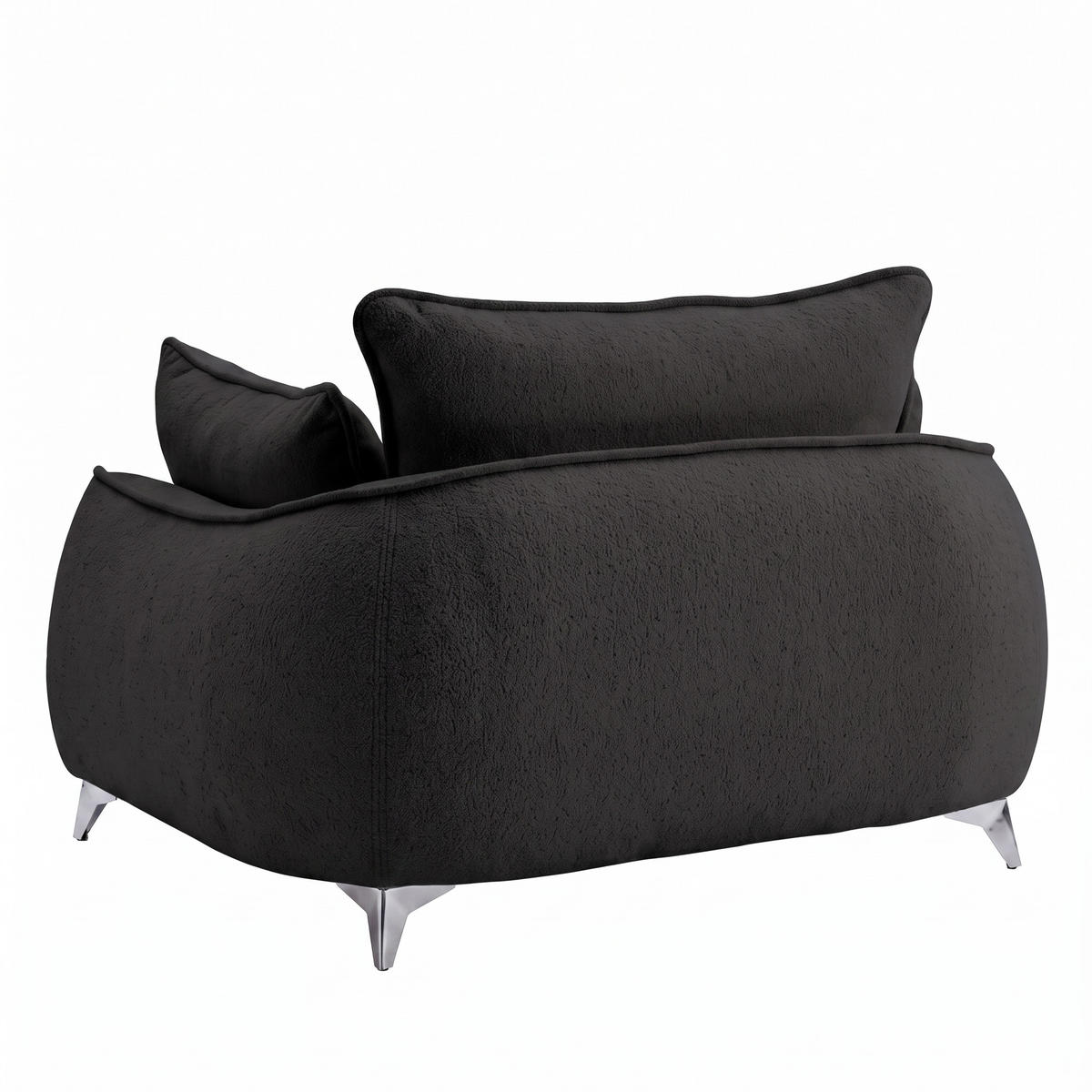 SESSEL MELANI Velours Schwarz - Chromfarben/Schwarz, Holz/Textil (140/90/85cm) - Muffo