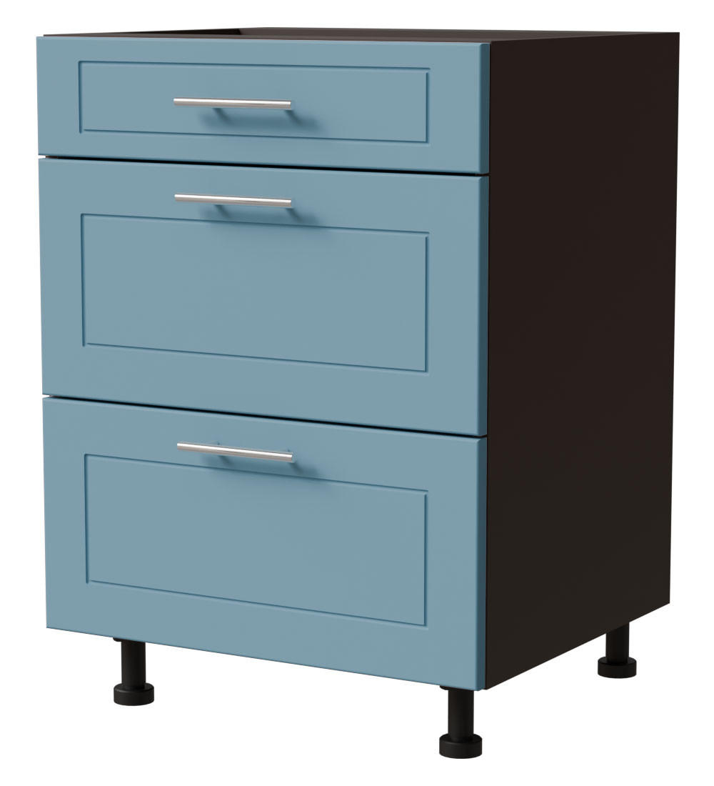 Feldmann-Wohnen Schubladenunterschrank Blau, Dunkelgrau 60x82x50 cm