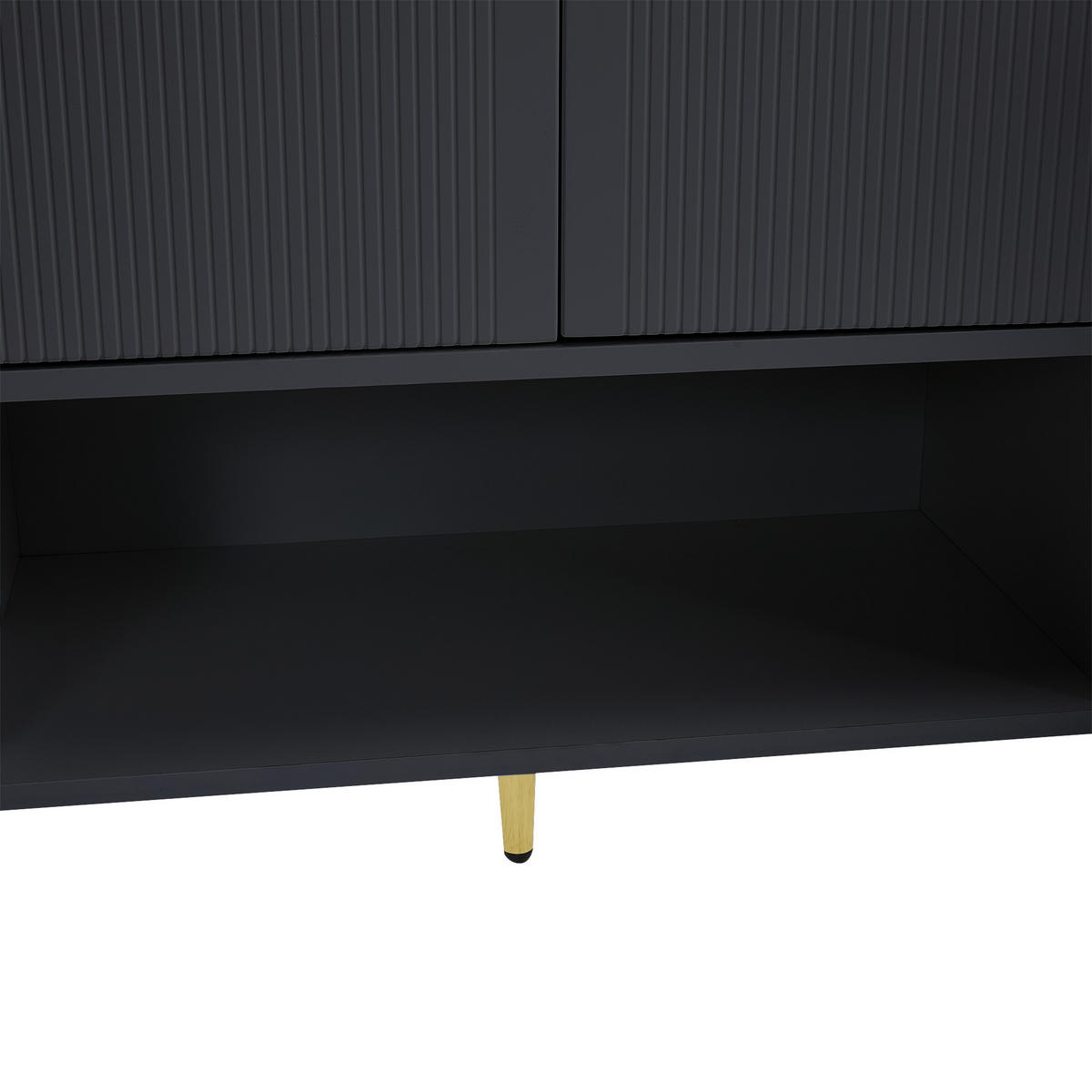 SIDEBOARD 2 Schubladen, 4 Türen, Metallfüße Modernes Design, Viel Stauraum, Schwarz - Schwarz, Holzwerkstoff (130/100/37cm) - Urban Meuble