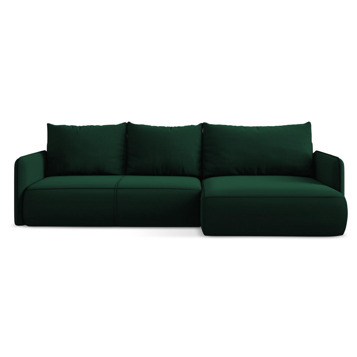 ECKSOFA mit Schlaffunktion Samt Stoff Grün - Dunkelgrün/Schwarz, Kunststoff/Textil (240/148cm) - LaMiaSofa