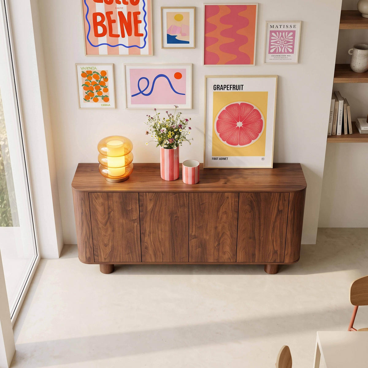 SIDEBOARD 160 cm, dunkles Holz - Braun, Holz (160/75/40cm) - Oviala