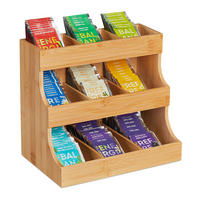 TEE-ORGANIZER - Hellbraun, Holz/Holzwerkstoff (27/24/17.5cm) - Relaxdays