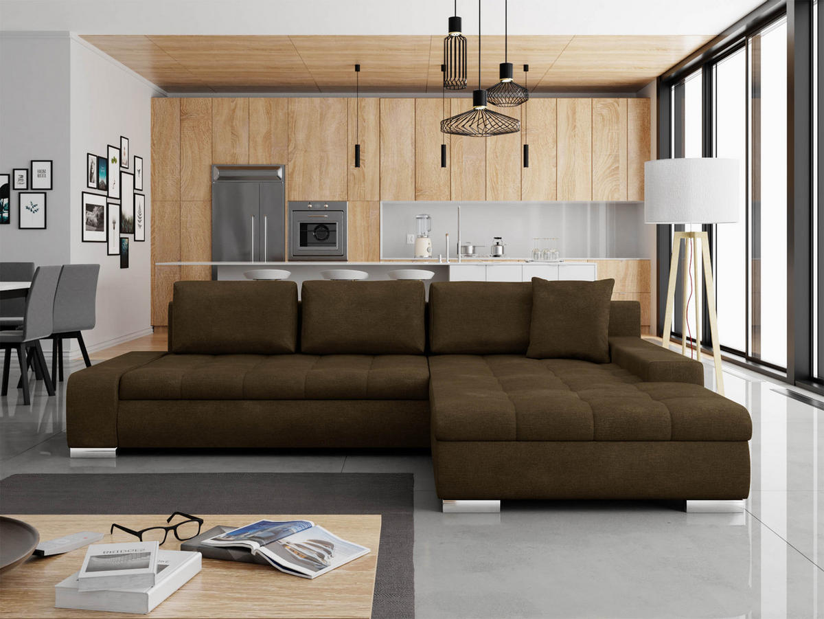 ECKSOFA Orkan - Dunkelbraun, Holz/Textil (302/213cm) - MIRJAN24
