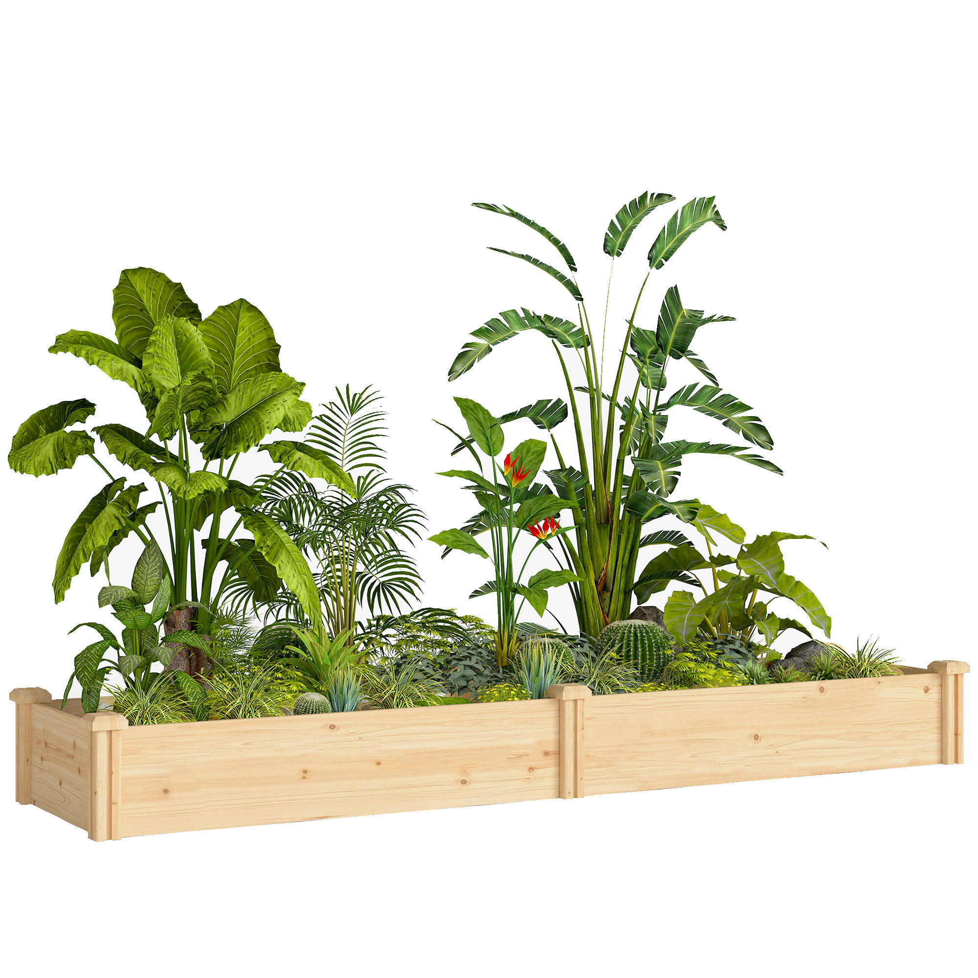 HOCHBEET DE-05400 Mit Trennwand, lang (235 cm) Natur - Naturfarben, Holz (235/26/66cm) - ComfortXL