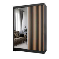 SCHRANK Schwarz Mit Lamellen Und Spiegel Craft Gold 150 cm - Multicolor, Holzwerkstoff (150/215/61cm) - Sepro Meble