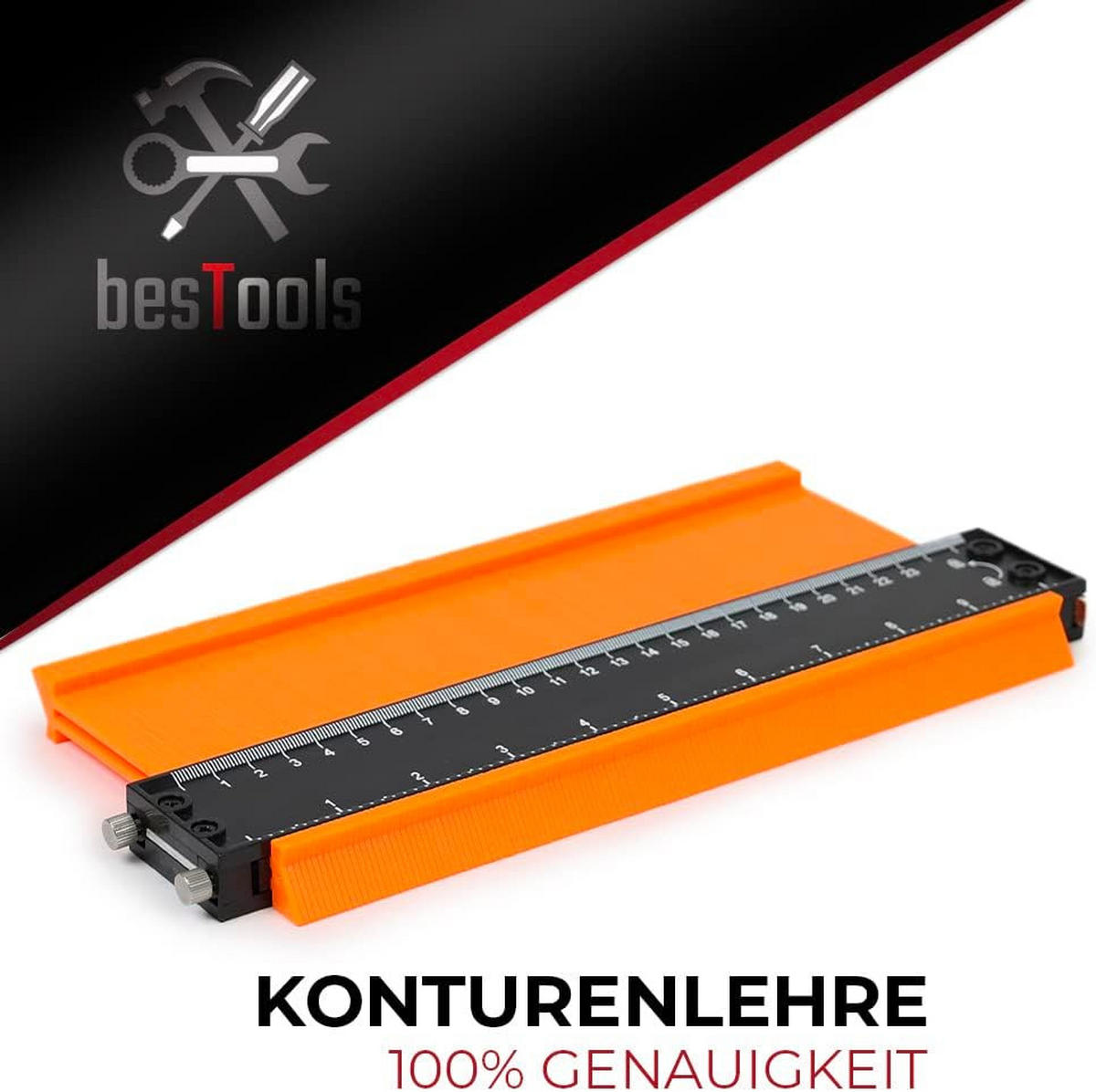 KONTURENLEHRE 25 cm - Orange, Kunststoff (29/14/2cm) - bestTools