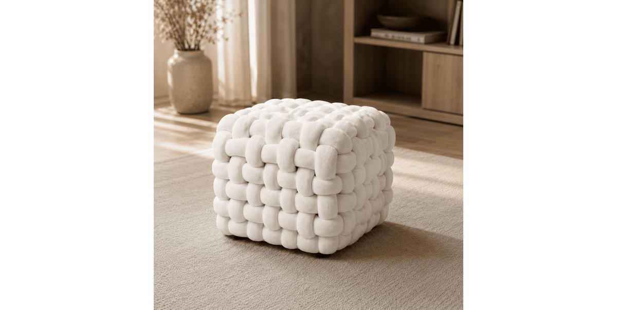 HOCKER ELIO 40/40/40 cm Weiß - Weiß, Textil (40/40/40cm) - Lookway